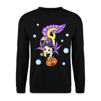 Halloween Axolotl Witch Pumpkin - Unisex Sweatshirt - black - Front - Alina (178cm) & Michal (187cm)