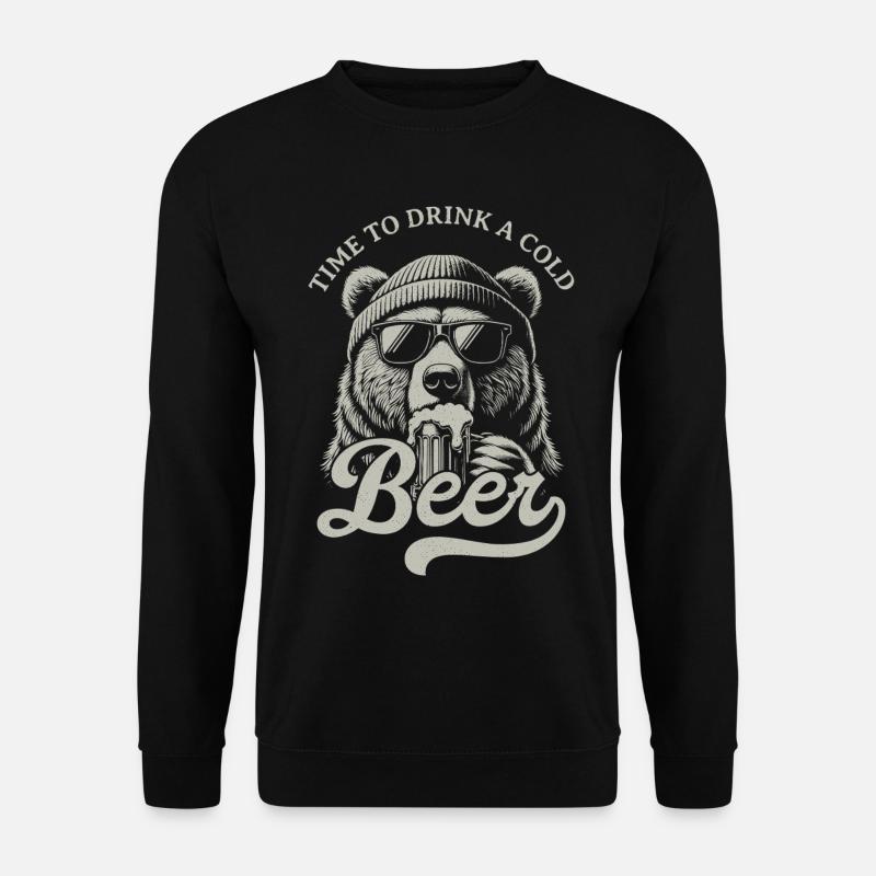Beer Time Bear with Sunglasses - Unisex Sweatshirt - black