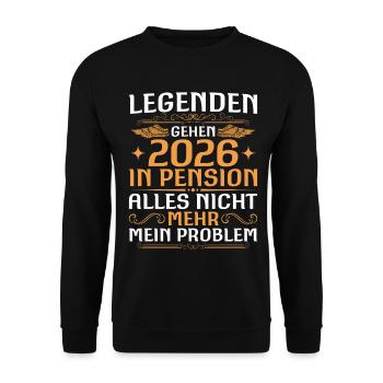 Pensionär 2026 Arbeitskollege Legende in Pension - Unisex Pullover - Schwarz - Vorne - Alina (178cm) & Michal (187cm)