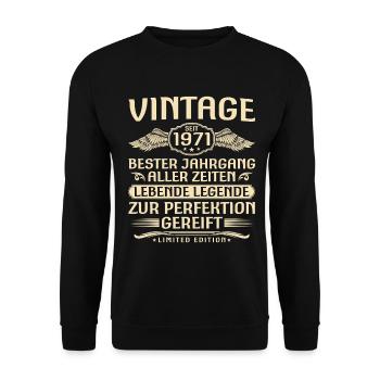 Vintage since 1971 Vintage - 55th Birthday - Unisex Sweatshirt - black - Front - Alina (178cm) & Michal (187cm)