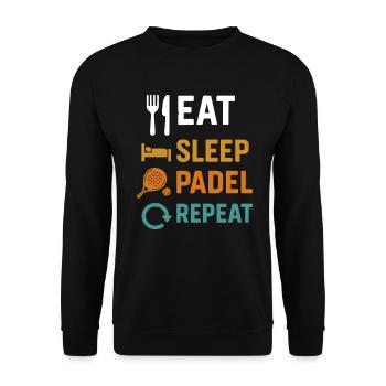 Manger Dormir Padel Répéter Sport drôle - Sweat-shirt Unisexe - noir - Devant - Alina (178cm) & Michal (187cm)