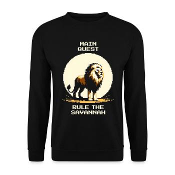 Quête principale : Régner sur la savane | Lion Wilderness - Sweat-shirt Unisexe - noir - Devant - Alina (178cm) & Michal (187cm)