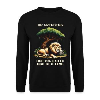 Rectification Majestueuse XP | Safari de détente du lion - Sweat-shirt Unisexe - noir - Devant - Alina (178cm) & Michal (187cm)