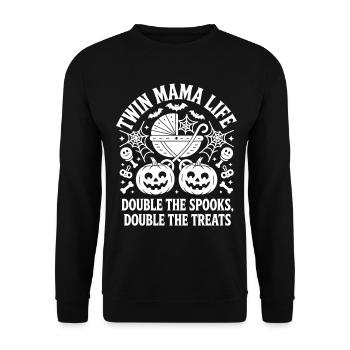Twin Mama Life Double the Spooks Treats Halloween - Unisex Sweatshirt - black - Front - Alina (178cm) & Michal (187cm)