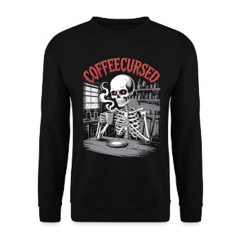Coffee Cursed Skeleton Brewing Spooky Halloween - Unisex Sweatshirt - black - Front - Alina (178cm) & Michal (187cm)