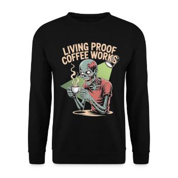Living Proof Coffee Works Skelett Design - Unisex Pullover - Schwarz - Vorne - Alina (178cm) & Michal (187cm)