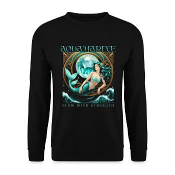 Birthstone March Aquamarine - Unisex Sweatshirt - black - Front - Alina (178cm) & Michal (187cm)