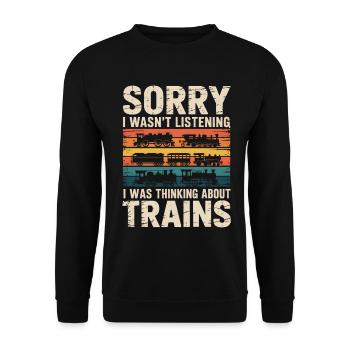Train Motif d’humour rétro - Sweat-shirt Unisexe - noir - Devant - Alina (178cm) & Michal (187cm)