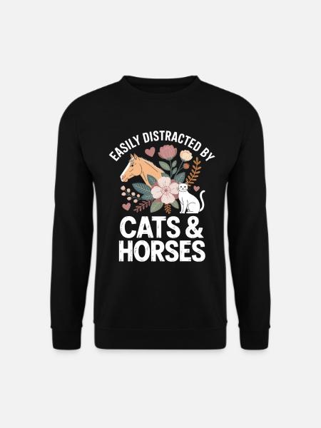 Cats & Horses Distraction - Unisex Sweatshirt - black