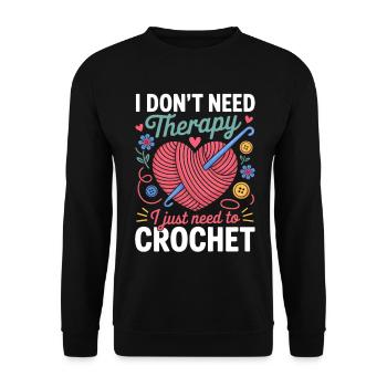 Du crochet de cœur de fil au lieu de la thérapie - Sweat-shirt Unisexe - noir - Devant - Alina (178cm) & Michal (187cm)