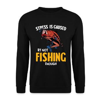 Stress due to too little fishing - Unisex Sweatshirt - black - Front - Alina (178cm) & Michal (187cm)