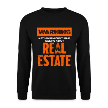 Warning Real Estate Topic of Conversation - Unisex Sweatshirt - black - Front - Alina (178cm) & Michal (187cm)