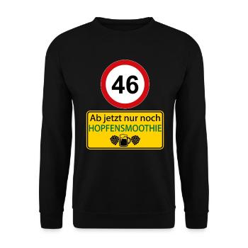 46 Ab jetzt nur noch Hopfensmoothie - Unisex Pullover - Schwarz - Vorne - Alina (178cm) & Michal (187cm)