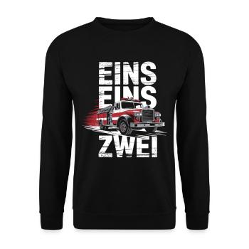 Dicton des pompiers – Le héros de l’appel d’urgence 112 en action - Sweat-shirt Unisexe - noir - Devant - Alina (178cm) & Michal (187cm)