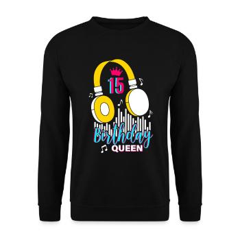 Anniversaire Reine 15ème anniversaire - Sweat-shirt Unisexe - noir - Devant - Alina (178cm) & Michal (187cm)