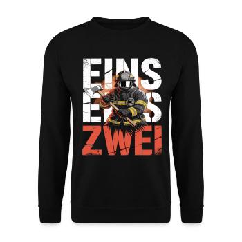 Dicton des pompiers – Le héros de l’appel d’urgence 112 en action - Sweat-shirt Unisexe - noir - Devant - Alina (178cm) & Michal (187cm)