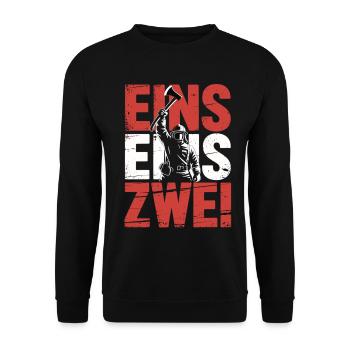 Dicton des pompiers – Le héros de l’appel d’urgence 112 en action - Sweat-shirt Unisexe - noir - Devant - Alina (178cm) & Michal (187cm)
