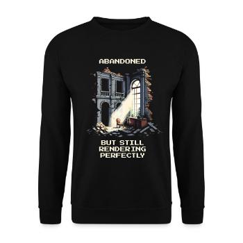 Verlassen, aber perfekt gerendert | Urban Vibes - Unisex Pullover - Schwarz - Vorne - Alina (178cm) & Michal (187cm)
