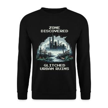 Zone Discovered: Bugged City Ruins - Unisex Sweatshirt - black - Front - Alina (178cm) & Michal (187cm)