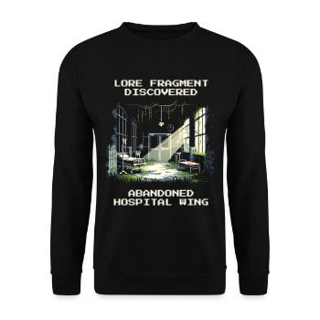Lore gefunden: Verlassener Klinikflügel | Urban  - Unisex Pullover - Schwarz - Vorne - Alina (178cm) & Michal (187cm)