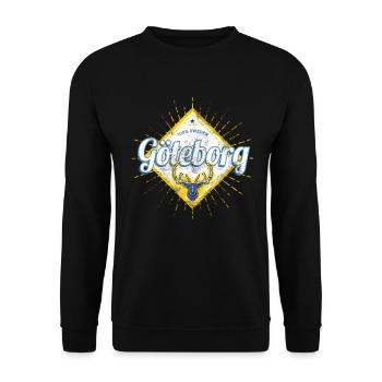 Göteborg mit Hirsch Schweden Vintage Souvenir - Unisex Pullover - Schwarz - Vorne - Alina (178cm) & Michal (187cm)