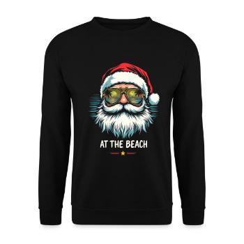 Weihnachtsmann At The Beach Strand Vibes - Unisex Pullover - Schwarz - Vorne - Alina (178cm) & Michal (187cm)
