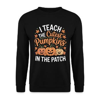 Süße Kürbisse im Herbst Lehrerin - Unisex Pullover - Schwarz - Vorne - Alina (178cm) & Michal (187cm)