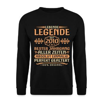 16th Birthday - Legend since 2010 Vintage - Unisex Sweatshirt - black - Front - Alina (178cm) & Michal (187cm)