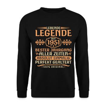 75ème Anniversaire - Légende depuis 1951 Millésime - Sweat-shirt Unisexe - noir - Devant - Alina (178cm) & Michal (187cm)
