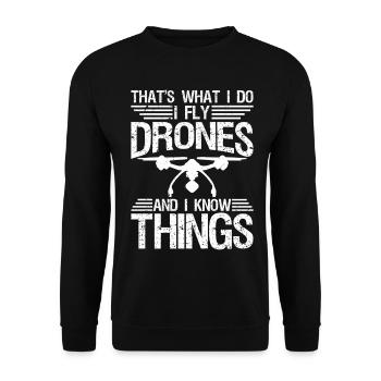 Drone drôle pour les hommes Femmes Pilote de drone volant - Sweat-shirt Unisexe - noir - Devant - Alina (178cm) & Michal (187cm)
