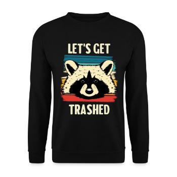 Raccoon Retro Stripes – Let's Get Trashed - Unisex Pullover - Schwarz - Vorne - Alina (178cm) & Michal (187cm)