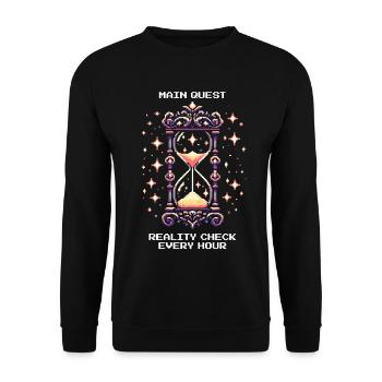Quête principale : Rappel à la réalité toutes les heures | Rêve lucide - Sweat-shirt Unisexe - noir - Devant - Alina (178cm) & Michal (187cm)
