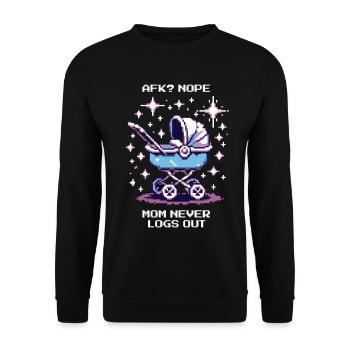 AFK? Mama loggt nie aus | Gamer-Mama, Eltern - Unisex Pullover - Schwarz - Vorne - Alina (178cm) & Michal (187cm)