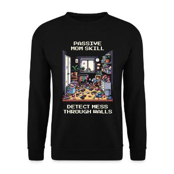 Mama-Skill: Chaos durch Wände orten | Haushalt - Unisex Pullover - Schwarz - Vorne - Alina (178cm) & Michal (187cm)