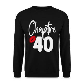 Kapitel 40 Geburtstagsgeschenk Frau 40 Jahre - Unisex Pullover - Schwarz - Vorne - Alina (178cm) & Michal (187cm)