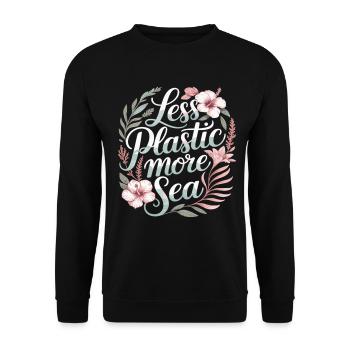 Moins de plastique, plus de mer – Design environnemental, Fleurs - Sweat-shirt Unisexe - noir - Devant - Alina (178cm) & Michal (187cm)