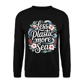 Moins de plastique, plus de mer – Design environnemental, Fleurs - Sweat-shirt Unisexe - noir - Devant - Alina (178cm) & Michal (187cm)