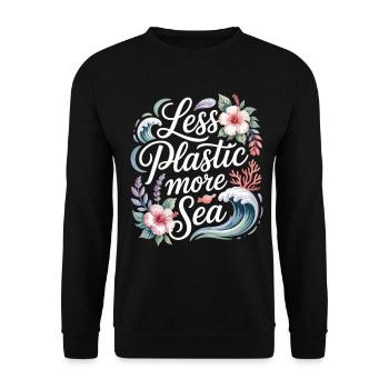 Moins de plastique, plus de mer – Design environnemental, Fleurs - Sweat-shirt Unisexe - noir - Devant - Alina (178cm) & Michal (187cm)