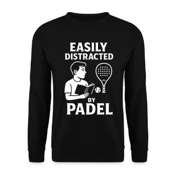Leicht abgelenkt von Padel Lustiger Sport - Unisex Pullover - Schwarz - Vorne - Alina (178cm) & Michal (187cm)
