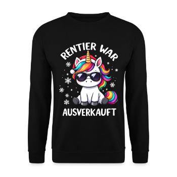 Weihnachten Rentier War Ausverkauft Einhorn - Unisex Pullover - Schwarz - Vorne - Alina (178cm) & Michal (187cm)