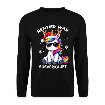 Rentier War Ausverkauft Weihnachten Einhorn - Unisex Pullover - Schwarz - Vorne - Alina (178cm) & Michal (187cm)