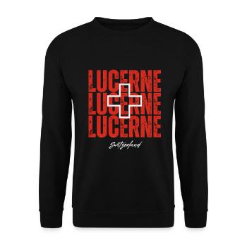 I love Lucerne, Lucerne Switzerland - Unisex Sweatshirt - black - Front - Alina (178cm) & Michal (187cm)