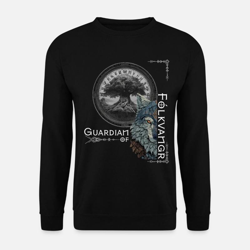 Guardian of Fólkvangr – Nordisches Wikinger-Design - Unisex Pullover - Schwarz