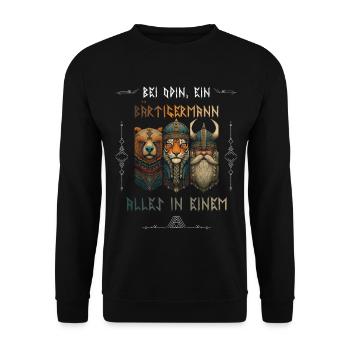 Bearded Man – Nordic Viking Design - Unisex Sweatshirt - black - Front - Alina (178cm) & Michal (187cm)