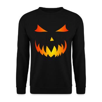 Flame Gourd Halloween Motif Pumpkin Face Ghost - Unisex Sweatshirt - black - Front - Alina (178cm) & Michal (187cm)