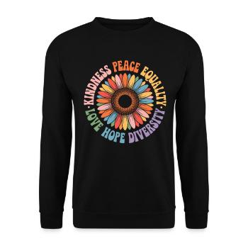 Kindness Peace Equality Love Hope Diversity - Unisex Sweatshirt - black - Front - Alina (178cm) & Michal (187cm)