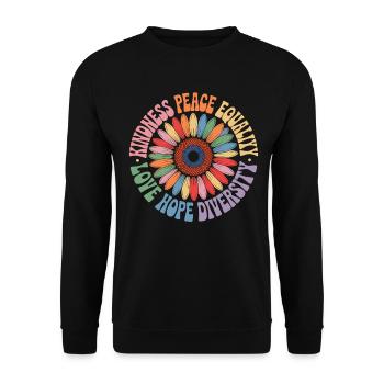 Tournesol Paix Amour Espoir Diversité - Sweat-shirt Unisexe - noir - Devant - Alina (178cm) & Michal (187cm)