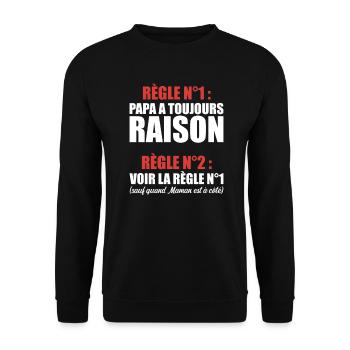 Humour Papa Maman Règles Cadeau - Sweat-shirt Unisexe - noir - Devant - Alina (178cm) & Michal (187cm)