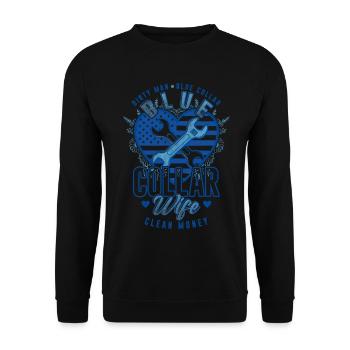 Blue Collar Wife Arbeiter Handwerk Bauarbeiter - Unisex Pullover - Schwarz - Vorne - Alina (178cm) & Michal (187cm)