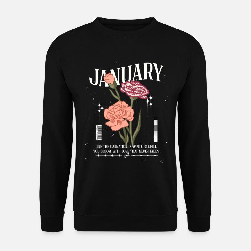 Geburtsblumen Januar Nelke - Unisex Pullover - Schwarz